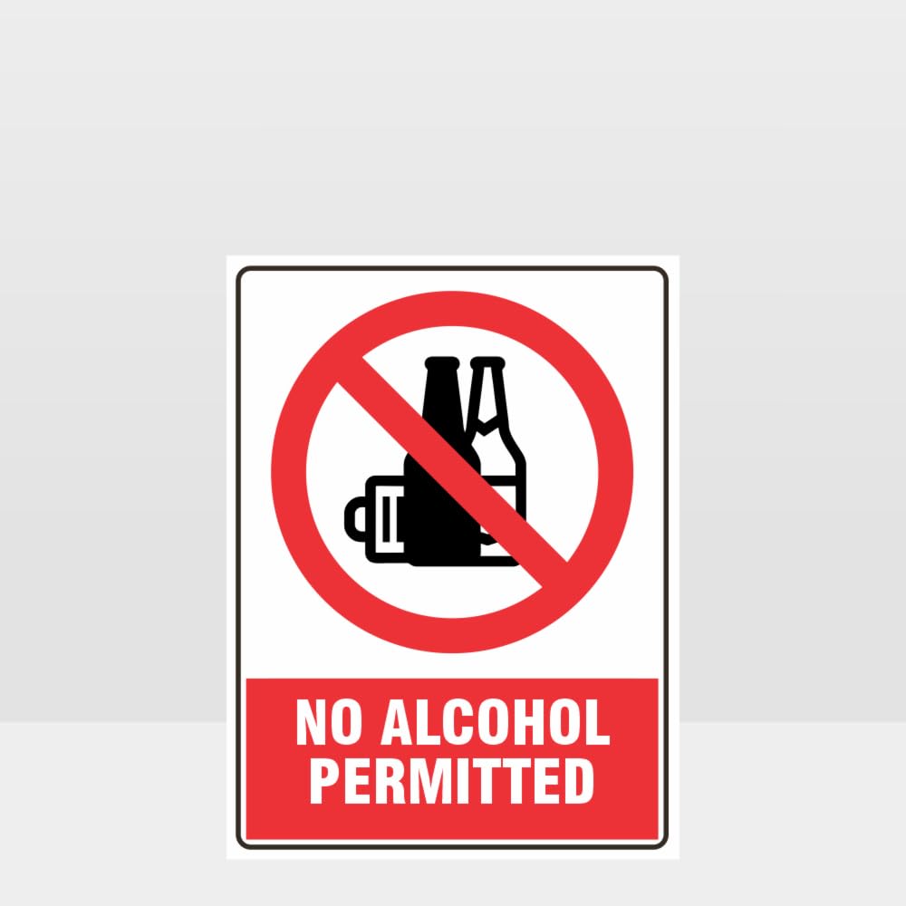 SMAZDFXX Prohibition No Alcohol Permitted Sign Prohibition Signs Metal Tin Signs Safety Caution Sign for Indoor or Outdoor 5.5"x8"