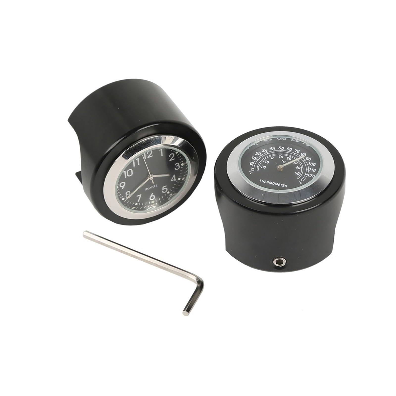 Tablero de moto Termómetro con esfera para manillar de motocicleta para Yamaha Sporter XL 7/8" y 1", montaje en cromo negro(Negro)