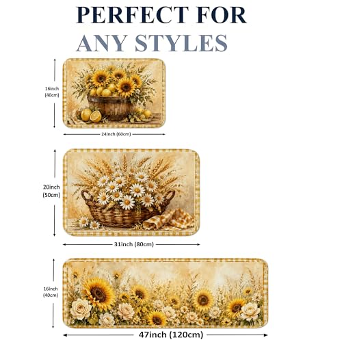 Tapis de cuisine confortable et doux à motif floral rétro