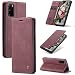 Produktbild FMPC Handyhülle für Samsung Galaxy A41 Premium Lederhülle PU Flip Magnet Case Wallet Klapphülle Silikon Bumper Schutzhülle für Samsung Galaxy A41 Handytasche - Wein Rot