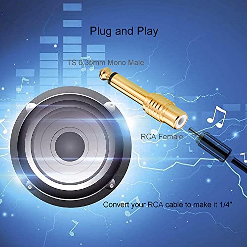 Adaptador RCA a 1/4 pulg, 2 piezas, macho y hembra miniatura 6