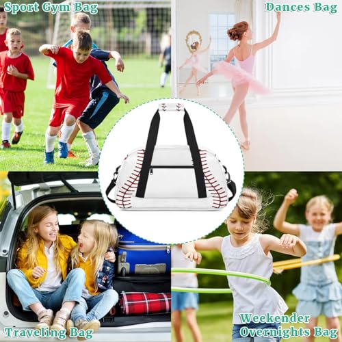 Baseball Lace Kids Gym Bags,Sports Duffel Bags for Boy,Travel Overnight Weekender Bag,Portable Sleepover Carry on Tote Bag,Waterproof Expandable Work Out Bags2