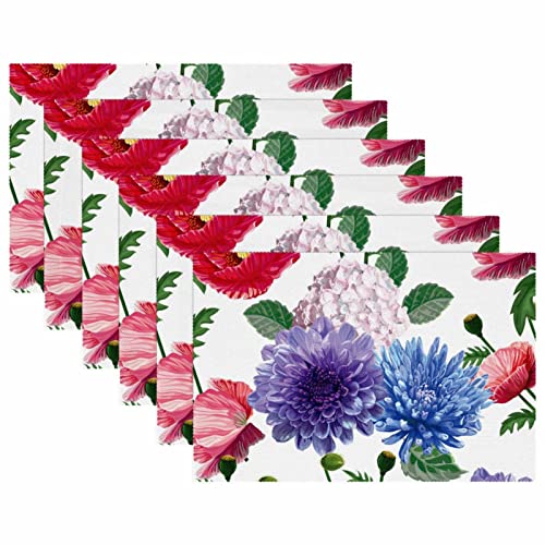 Sets de table aquarelle florale (lot de 4) - Protections de table lavables - 6
