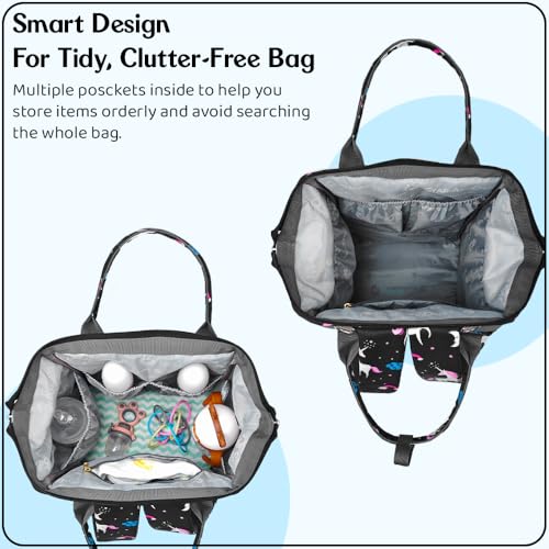 Image of StarAndDaisy Baby Bag for Mother Travel /Diaper Bag for Mothers for Travel with Changing Sheet /Diaper Bags for Mom with Multiple Pockets with 3 Double Insulated Bottle Holders (Blue)
