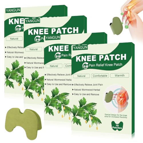 YANGUN Parche para Alivio Dolor de Rodillas, 40Pcs Parche para Aliviar el Dolor, Parches de Calor Moxibustión para Rodilla, Espalda, Cuello
