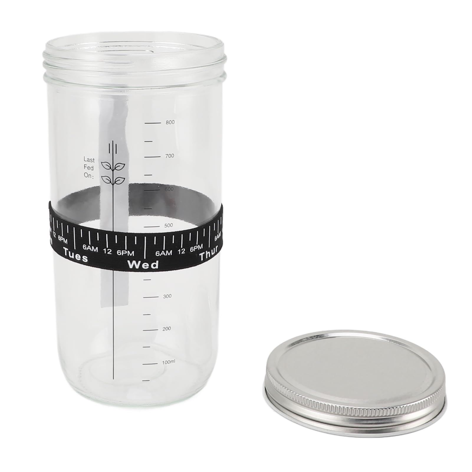 Sourdough Starter Kit, Sourdough Bread Starter Kit Sourdough Starter Jar 34oz Glass Jar with Lid Date Feeding Mark Band Thermometer Band Silicone Scraper Bread Making Supplies