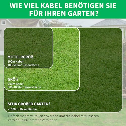 100M Universal Begrenzungskabel für Mähroboter + 300 Erdspieß + 10 Klemmenblöcke, HAUSPROFI Begrenzungskabel für Rasenmäher - Draht aus verzinntem Kupfer - Rasenroboter Zubehör... – Bild 4