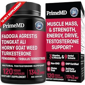 12-in-1 Fadogia Agrestis and Tongkat Ali for Men – Testosterone Supplement for Men with Turkesterone – Men’s Health Supplement For Overall Well-being with 1342mg Per Serving (120 capsules) (Pack of 1)