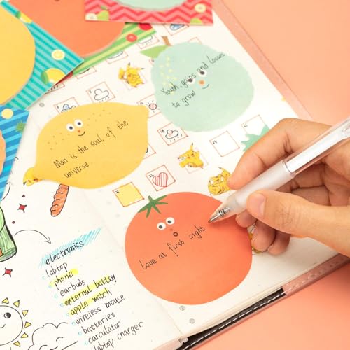 Image of Deli EA55602 Fruit Design Sticky Notes | 3 inchx3 inch Size Self Adhesive Sticky Notes, 30 Sheets Each (Pack of 4)