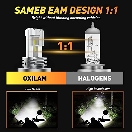 Image of OXILAM H4 LED Motorcycle Headlight Bulb 9003 Bulb White 6000k CSP Chips LED Car Headlight H4 Headlamp, Pack of 1