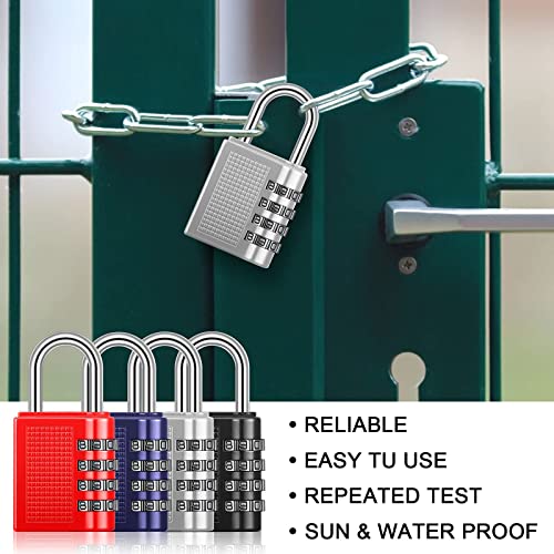Image of Pumelo 4-Digit Combination Padlock Locks for School Gym Locker, Sports Locker, Fence, Toolbox, Case, Outdoor, Fence, Hasp and Storage (Red)