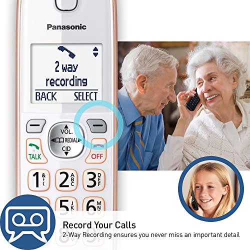 Image of Panasonic Cordless Phone with Link2Cell Bluetooth, Voice Assistant, Answering Machine and Call Blocking, Expandable System with 2 Cordless Handsets - KX-TGD862G (Rose Gold)