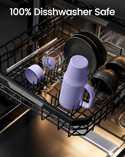 Image of Renoj Insulated Mug 100% Spill Resistant Insulated Water Bottle for Iced Coffee & Hot Drinks - Fits Car Cup Holder, Ideal Gift, 2 Straws & Silicone Boot - FlexSlide Blue 40 oz