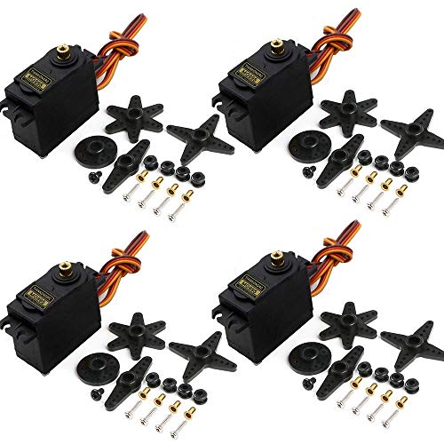 Image of REES52 4Pcs MG995 Analog Servo Metal Gear Servo 20KG High Speed Torque Digital Servo Motor for Smart Car Robot Boat RC Helicopter(Control Angle 180)