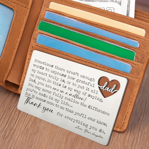 Image of YODOCAMP Dad Appreciation Wallet Card, Thank You Gift from Daughter, Encouraging Greeting Card for Father, One in a Million Message, Pocket Size Appreciation Card QBK19