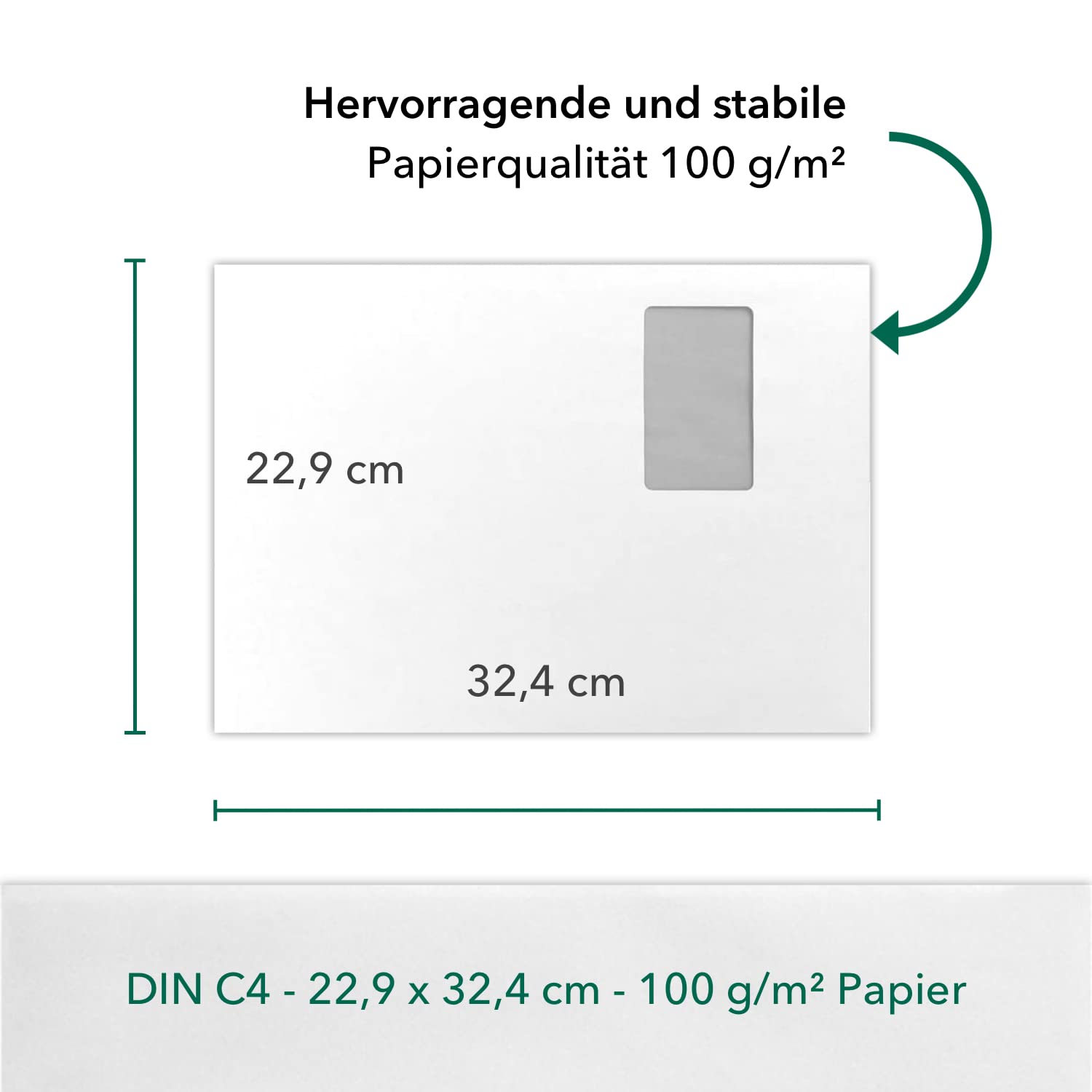 C4 Briefumschläge (22,9 x 32,4 cm) in Weiß, haftklebend mit Abdeckstreifen, mit praktischem Adress-Fenster, sehr stabile 100 g/m², ideal für Ihre Bewerbung und Korrespondenz (250 Stück)