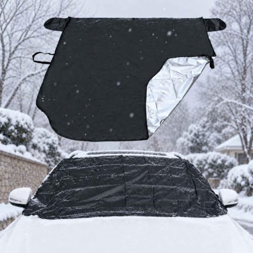 Frontscheibenabdeckung Winter, 158 * 125 cm Windschutzscheibenabdeckung Auto Abdeckplane Winter Scheibenabdeckung Auto Winter Groß Die Gegen Schnee, EIS, Frost, Staub, Sonne