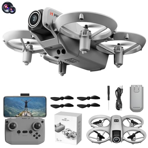 Mini Drone with Dual ESC Camera And Cool Light for Adults, Self Flying Drone that Follows You, 360° Flip, Gesture Photography/video recording, Stabilized Video
