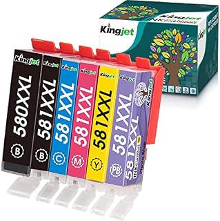 KINGJET PGI-580 CLI-581 PGI-580XXL CLI-581XXL Ink Cartridges (PGBK/BK/Photo Blue/C/M/Y) Compatible Canon 580 581 for Canon Pixma TS8150 TS8151 TS8152 TS9150 TS9155 TS8350 TS8250 TS8251 TS82526 Pack