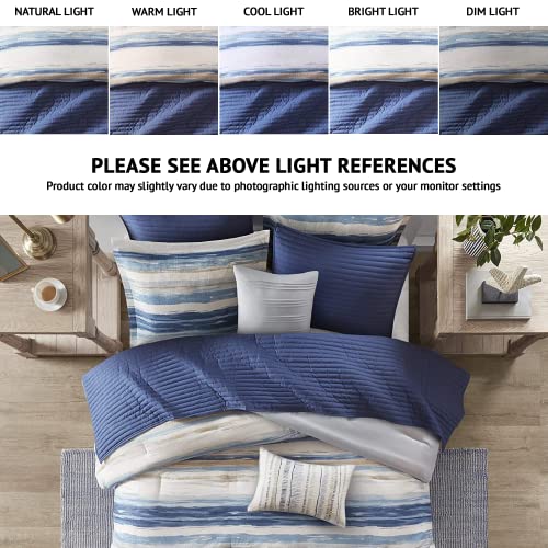 Madison Park Marina Comforter Quilt Combo Set - Modern Luxury Design, All Season Down Alternative Bedding, Matching Shams, Decorative Pillows, King/Cal King(104"x92") Seersucker Blue 8 Piece - Image 2