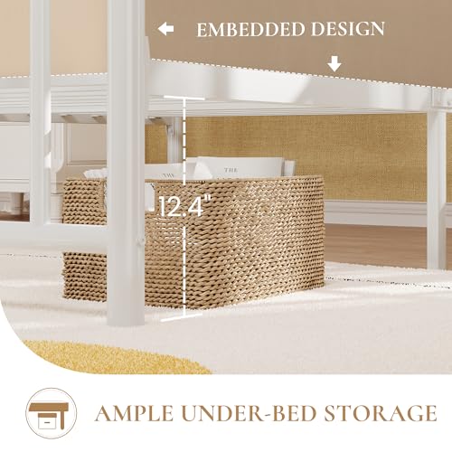 Image of SHA CERLIN 14 inch Twin Size Metal Platform Bed Frame /Victorian Headboard and Footboard /Steel Slats Mattress Foundation for Storage /No Box Spring Needed /Noise Free /White