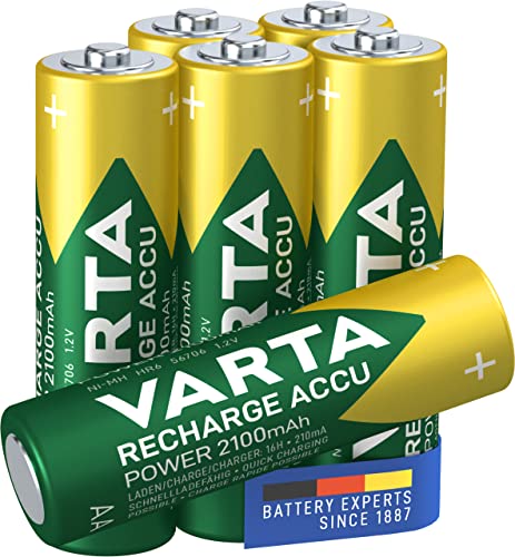 VARTA Recharge Accu Power, recargable   Pilas de NiMH AA Mignon (paquete de 6 unidades, 2100 mAh)   Recargables sin efecto de memoria   Listo para usar