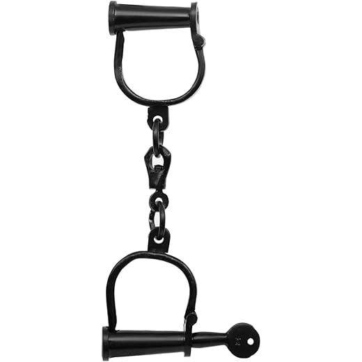 Vintageware® Heavy Duty Mild Steel Made Indian Handcuff for Police, Theatre Play, Role Play, Drama or Stage Performance (Black, Non Adjustable)
