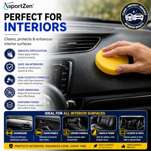 Image of Foam Applicator Pads for Car & Bike - Soft Microfiber Wax Polish Sponge, Scratch-Free Detailing Pad for Car Interior & Exterior, Tyre Dressing, Dashboard Polish (6, Yellow)