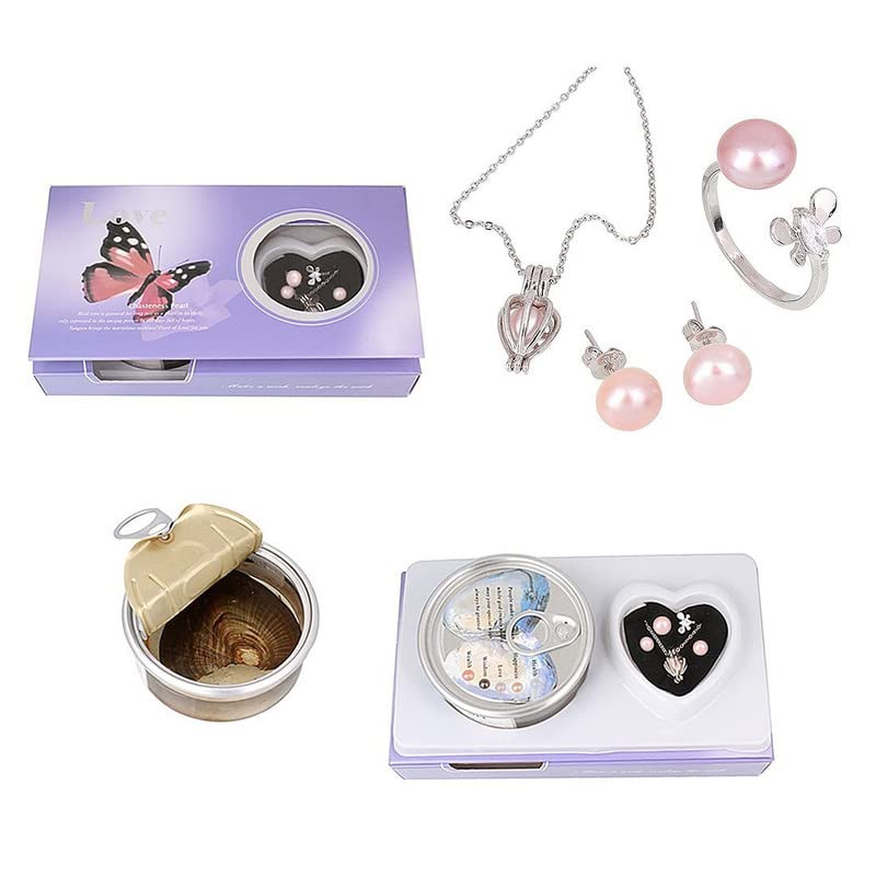 Image of YBN Metal Wish Love Pearl in Oyster Pendant Necklace with Earrings for Girls