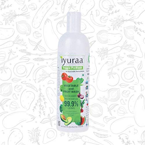 IYURAA PHYTOSCIENCE Veggie ProWash | 100% Natural Ingredients | Citrus Extracts with Neem Vinegar | Wash Away Pesticides and 99.9% germs | Clean Fruits & Vegetables Washing Liquid | 200 ml