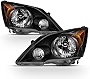 AKKON - For 2007-11 Honda CR-V Headlights Assembly w/Amber Corner Black Housing Clear Lens Full Set
