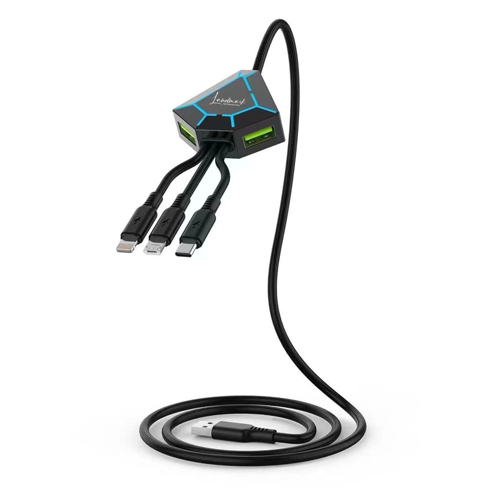 LANDMARK CDC 100 MY HUB Unbreakable 3 in 1 Charging Cable with 4A Speed, 2 USB Ports, Fast Charging Multi Purpose Cable for Android Smartphone, Ios And Type C Usb Devices (1.2Meter) (Black) (B0BNDY5BMV) Amazon Price History, Amazon Price Tracker