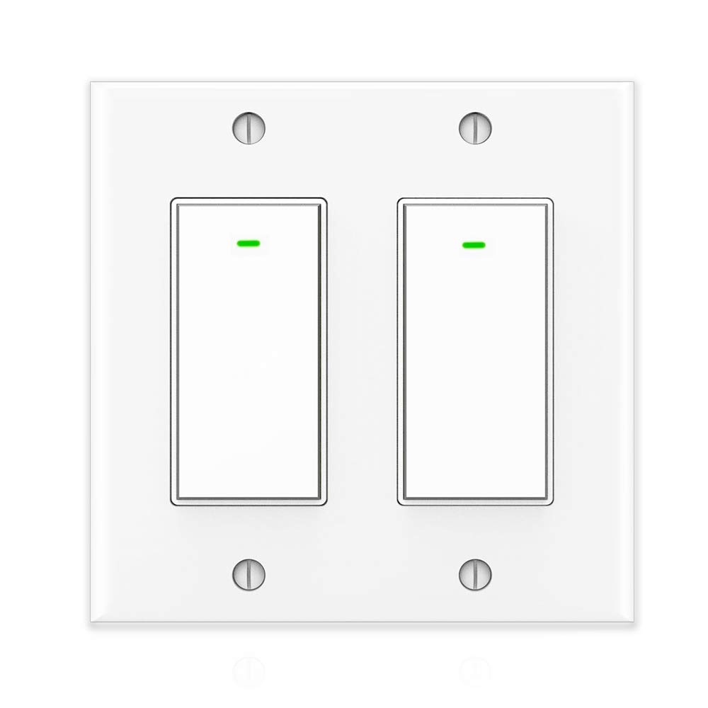 Smart Light Switch, 15A Smart Wifi Light Switch with Remote Control and Timer, Compatible with Alexa, Google home and IFTTT, No Hub required, Easy and Safe installation, ETL and FCC listed(2gang)