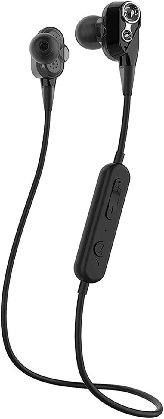 Amplife Thunder Dual Driver Bluetooth Headphones Headset Wireless Earphones for mobile with Mic with Handsfree Calling, Super Bass,IPX4 Splash Resistant,Noise Cancelling,Up to 6 Hours Playtime (Black)