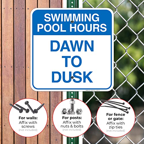 Cartel Horario para Piscina 18x18 Pulgadas de Aluminio miniatura 4