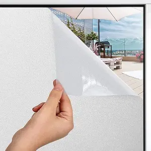 SUNBIRD 3D Multiple Window Privacy Film Frosted Removable Glass Door Film for Bathroom Home Office Static Cling Heat Control Window Decals Window Stickers (12 X 48 Inch, White Frosted)