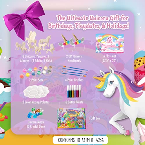 Image of Deluxe Unicorn Painting Kit for Girls - STEM Certified Unicorn Craft for Girls Ages 4-6 & up- Paint Your Own Arts and Crafts Includes 2 DIY Headbands & 8 Kids Painting Crafts for Fun Screen-Free Play