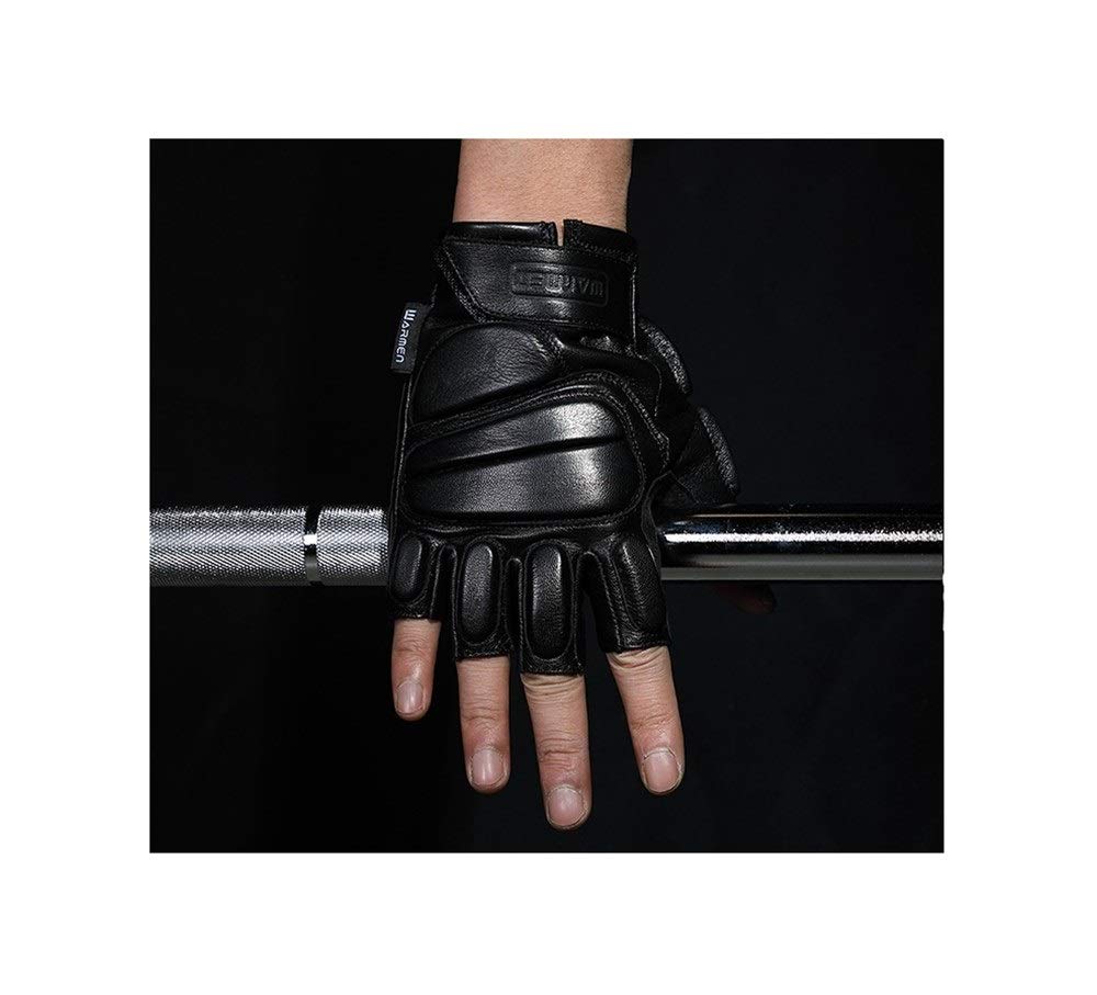 Genérico Guantes Guantes de Medio Dedo de Cuero Unisex Guantes Antideslizantes Antideslizantes for Motocicletas (Color : Black, Size : S)