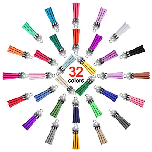 SIQUK 160 Pieces Keychain Tassels Leather Tassel Bulk for DIY Keychain and Craft, 32 Colors2