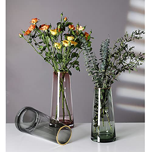 Glazen vaas, in stijl handgemaakte kristalheldere bloemenvaas gouden lijn mond decoratieve vaas bloemenbloem plantenhouder voor thuis kantoor decoratie, cadeau voor bruiloft, Kerstmis, housewarming party - Afbeelding 8