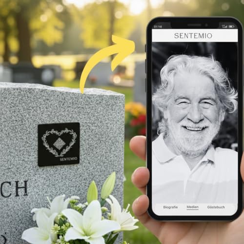 Sentemio Página conmemorativa digital   Crear página de recuerdos personales | Regalo de luto con código QR | Libro de condolencias en línea para difuntos | Memorial digital para fotos y mensajes