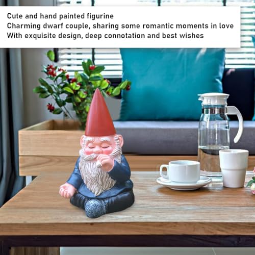Garten Zwerge, Gnomen-Gartenstatue, Harz Mini Statue, Dekoration für die Terasse Balkon, Rasen, Hof, Balkon, Veranda, Terrasse, Kreativer Gartendekoration(C) – Bild 3