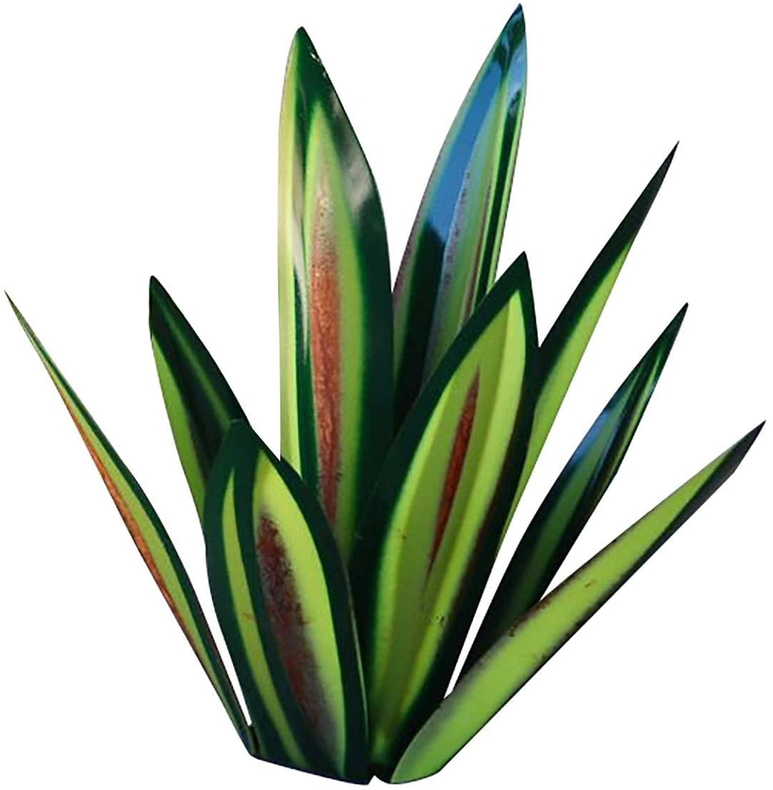 Generico Scultura Rustica di Agave in Metallo, 35 cm, Decorazione per la casa, Ornamento da Giardino Rustico in Metallo Dipinto a Mano, Statuette Decorative per Esterni, Blu Reale (Verde)