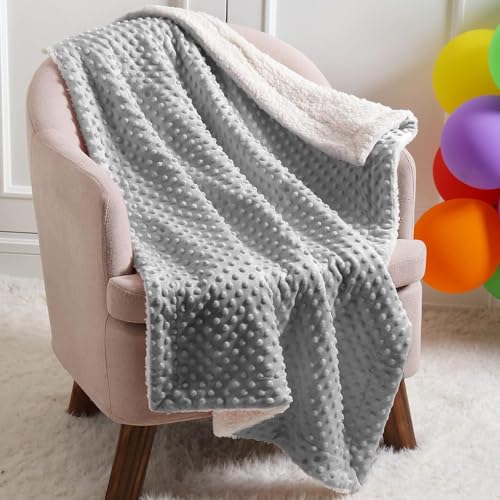 Image of CREVENT 2Pcs 30''X40'' Cute Cozy Fluffy Warm Baby Blankets for Infants Toddlers' Bedding Crib Cot Stroller - Grey Cloud + Grey Sherpa