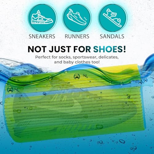 Image of Shoe Washing Machine Bag Laundry for Washer & Dryer, Reusable with Durable Zipper Sneakers 360 Deep Cleaning Washable Organizer Invisible Side Opening and Bags