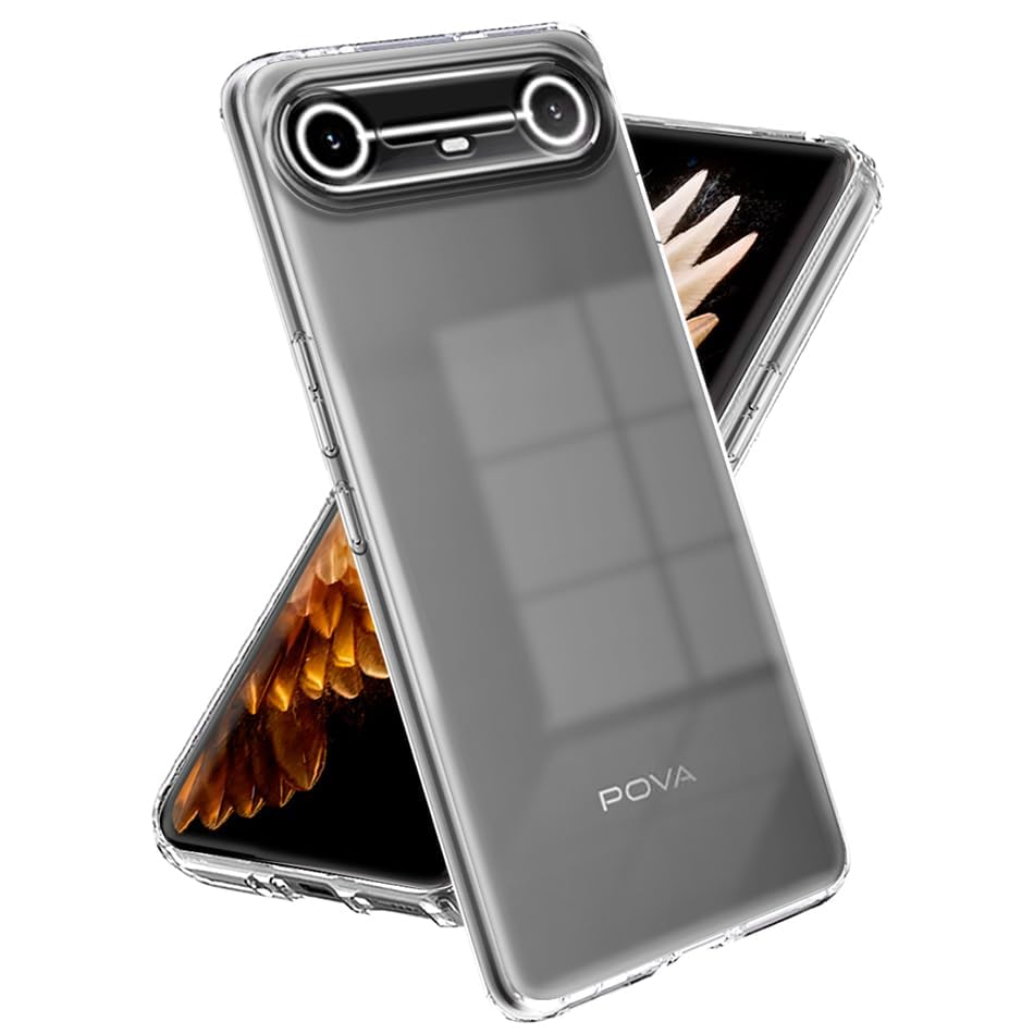 Image of Fashionury Crystal Clear Case for Tecno Pova Slim 5G | Transparent TPU Silicone | Raised Camera Lips | Yellowing Resistance | Slim Transparent Cover