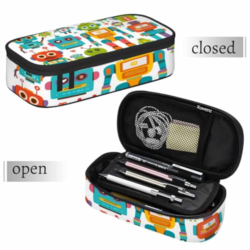Image of Retro Robots Pencil Case Mecha Deformation Cartoon Game Pencil Bag Pouch Box Organizer for College School Students Boy Girl