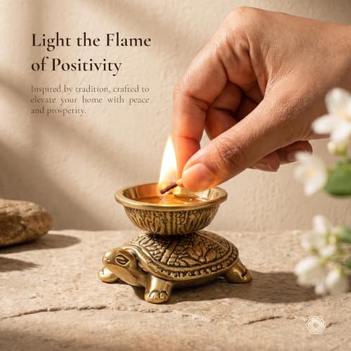 Image of BEHOMA Handcrafted 100% Pure Brass Turtle Diya for Pooja & Home Temple