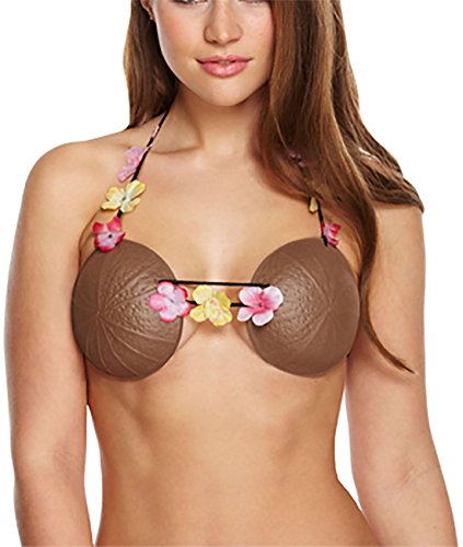 Soutien-gorge fantaisie en noix de coco avec fleurs pour femme Accessoire de fête hawaïenne Taille unique, Soutien-gorge fleur de noix de coco, taille unique