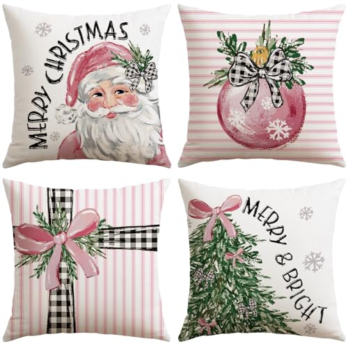 Artscope 4er-Set Weihnachten Kissenbezüge, Dekorativ...
